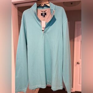 NWT Cutter & Buck men’s 1/4 zip long sleeve knit golf shirt, Aruba blue, size L